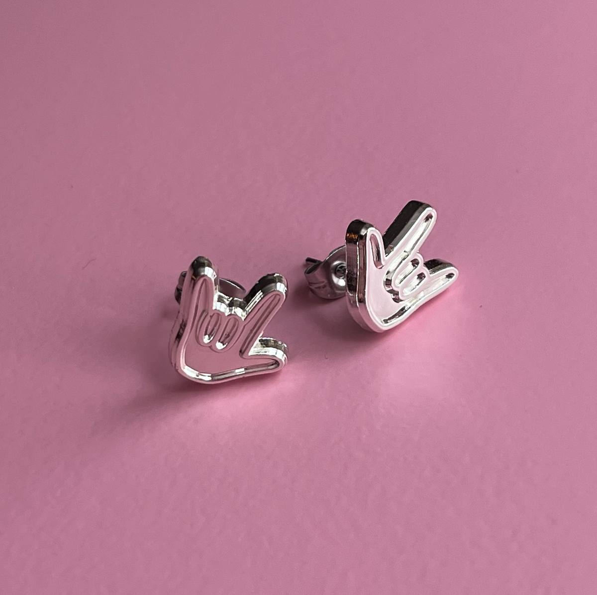 I love you in Stud Earrings : Silver – 58 Creativity