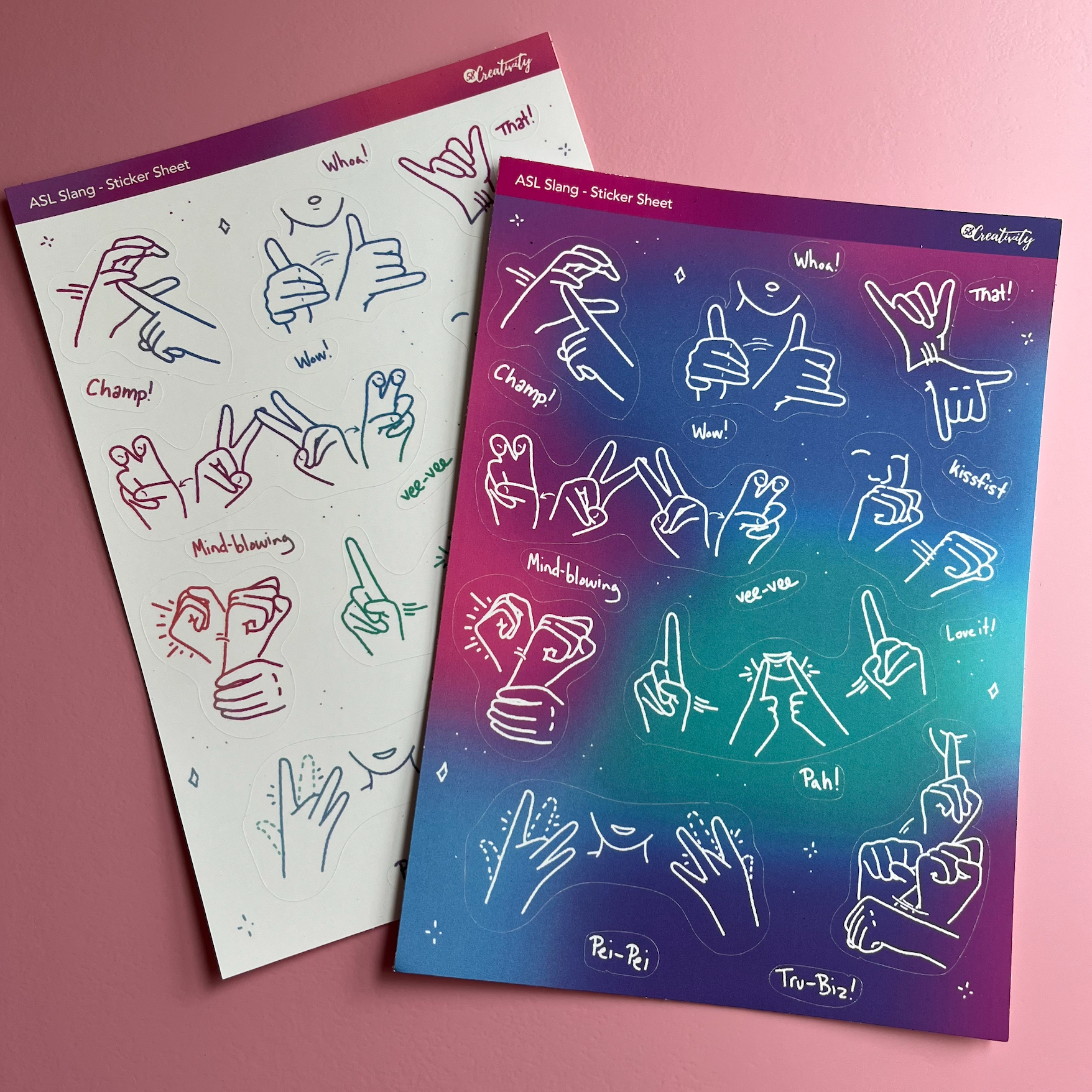 ASL Slang Stickers sheet