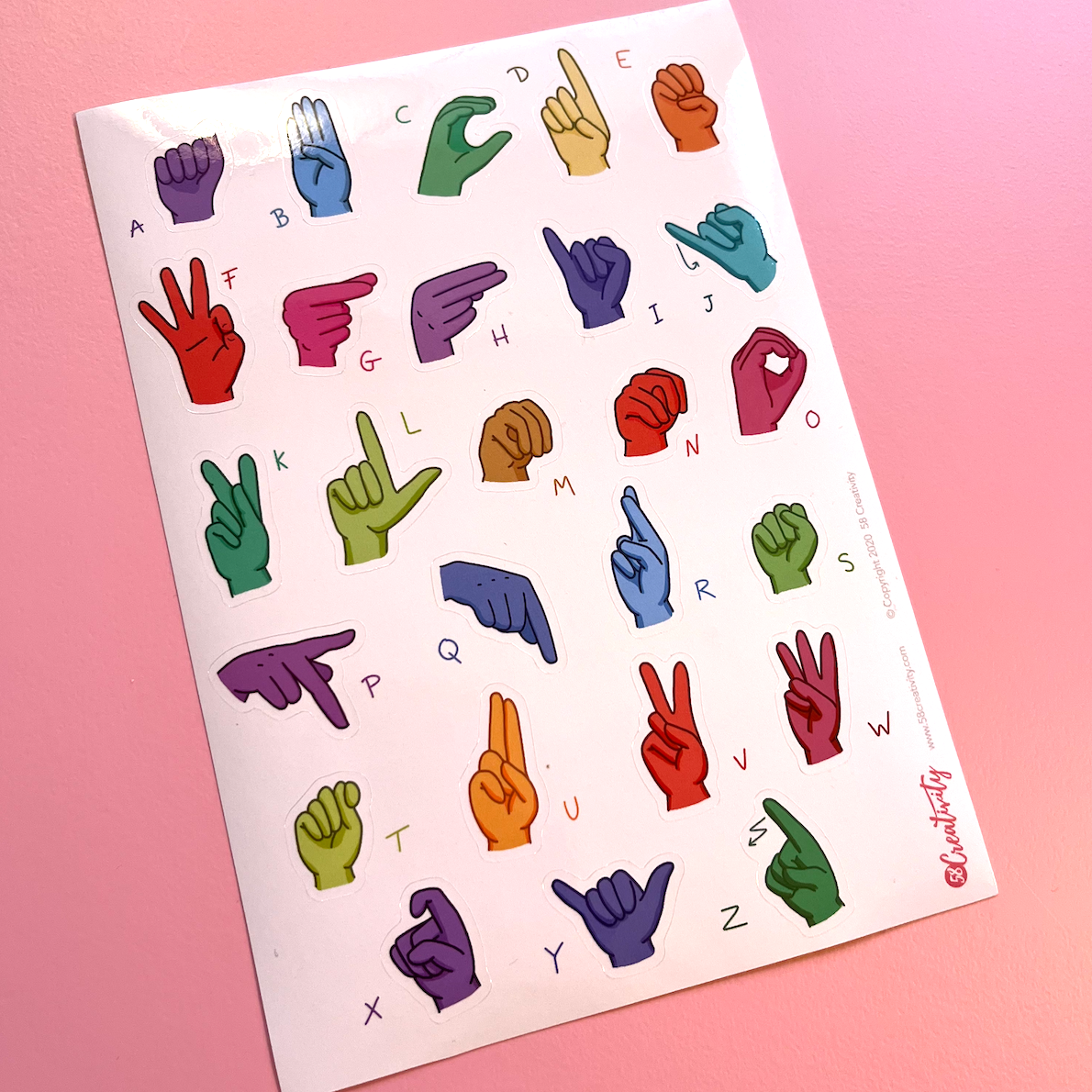 ASL Alphabet sticker sheet