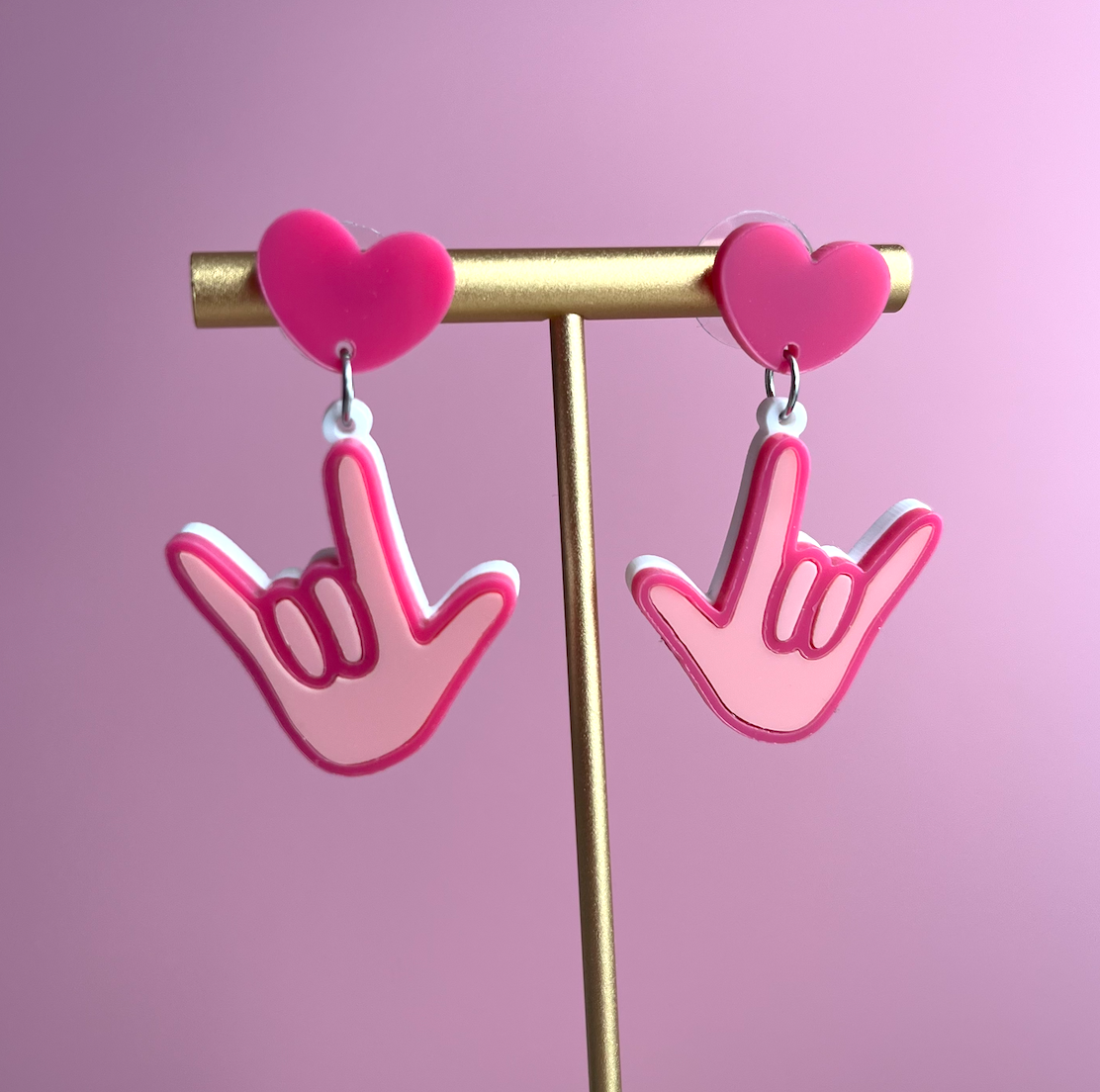 I Love Bats - dangle earrings, laser cut acrylic, hearts – Sparkle Monster