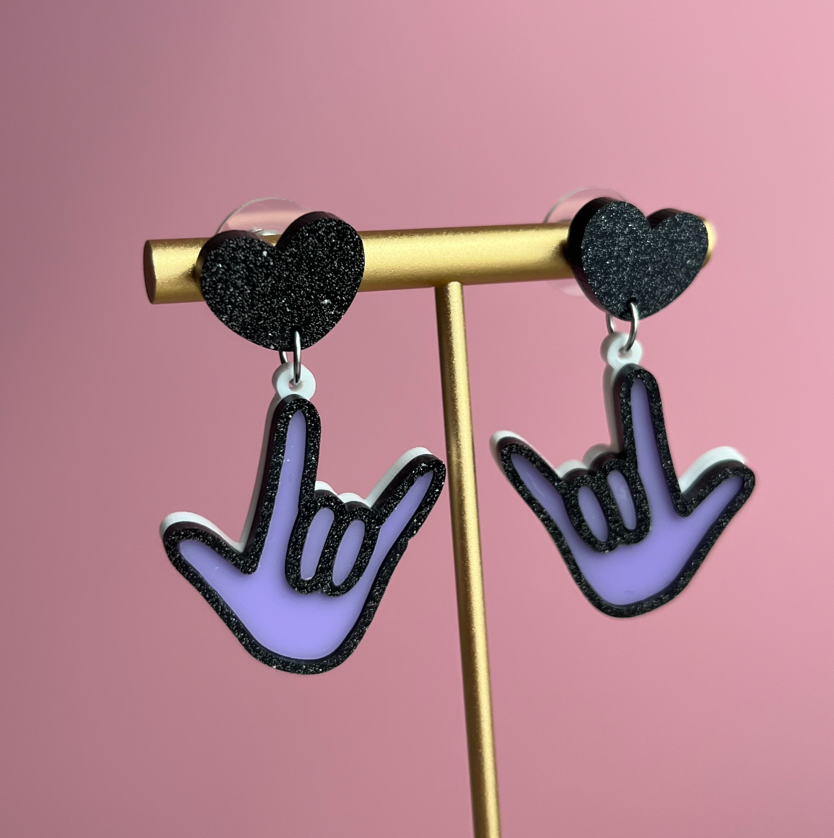 Acrylic "I love you" Earrings