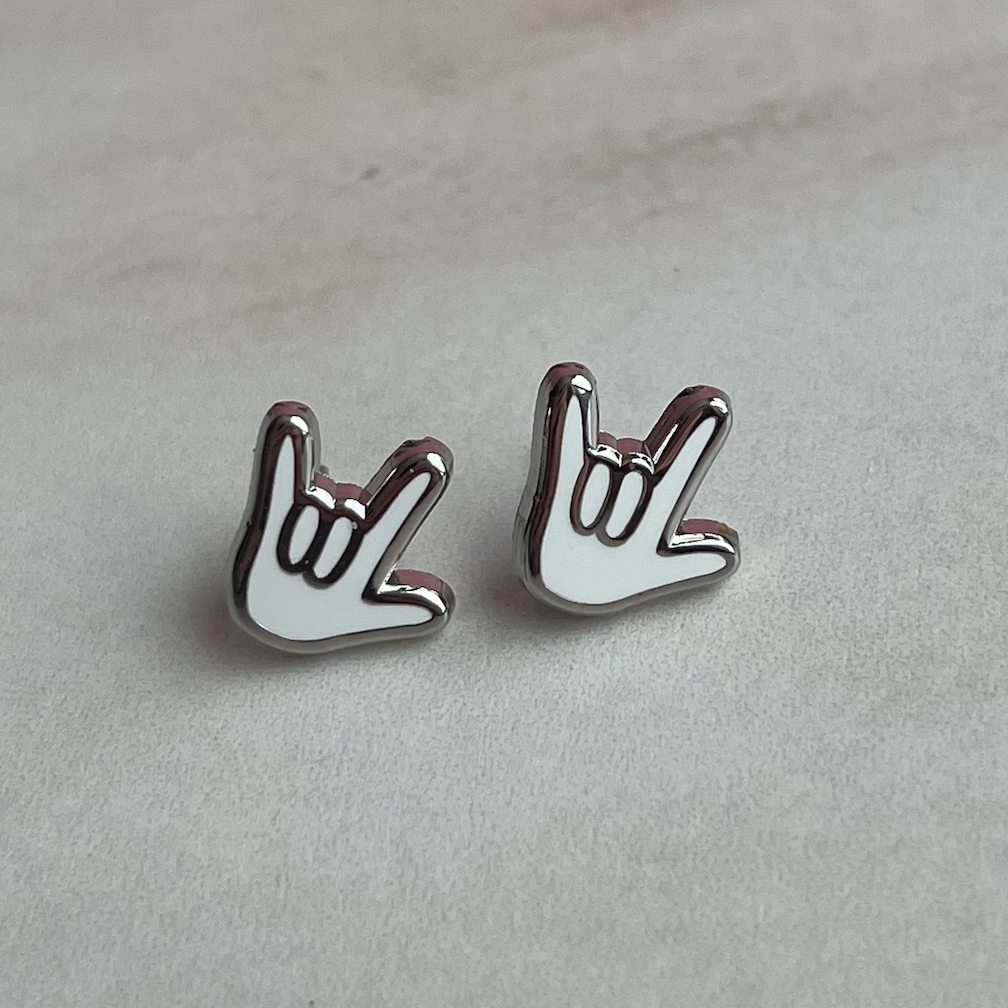"I love you" in white Earrings
