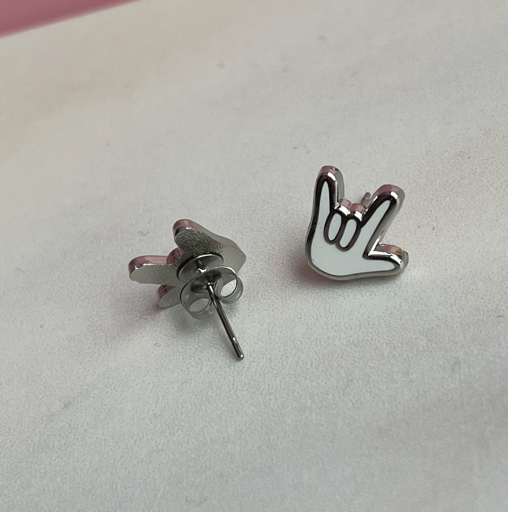 "I love you" in white Earrings