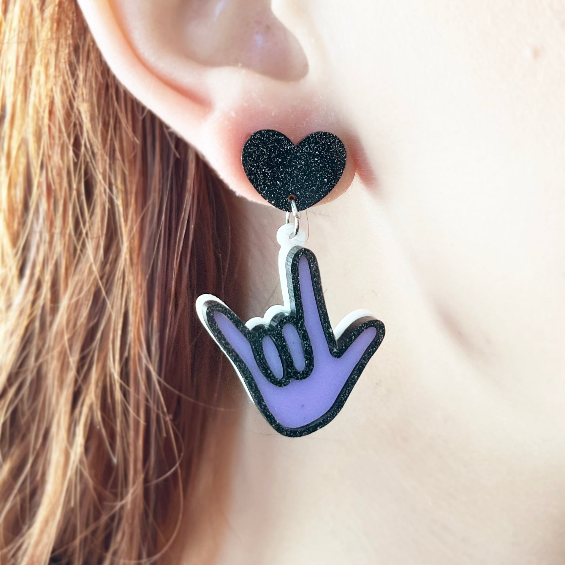 Acrylic "I love you" Earrings