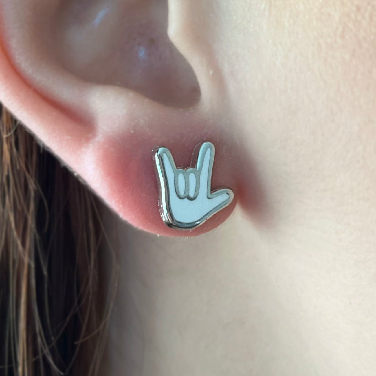 "I love you" in white Earrings